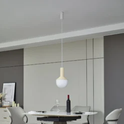 Lucande Hängeleuchte Florine, beige/opal, Keramik, Glas