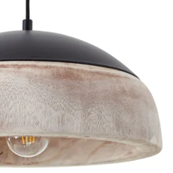 Lucande Hängeleuchte Leivar, Ø 35 cm, Holz/schwarz, E27