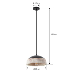 Lucande Hängeleuchte Leivar, Ø 35 cm, Holz/schwarz, E27