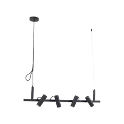 Lucande Hängeleuchte Lysias, schwarz, Metall, Länge 120cm