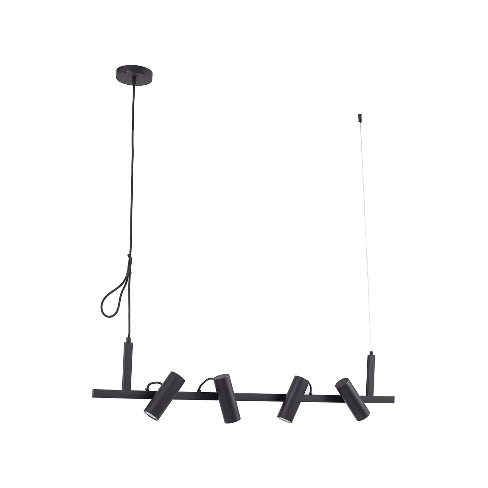 Lucande Hängeleuchte Lysias, schwarz, Metall, Länge 120cm