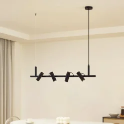 Lucande Hängeleuchte Lysias, schwarz, Metall, Länge 120cm