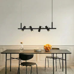 Lucande Hängeleuchte Lysias, schwarz, Metall, Länge 120cm