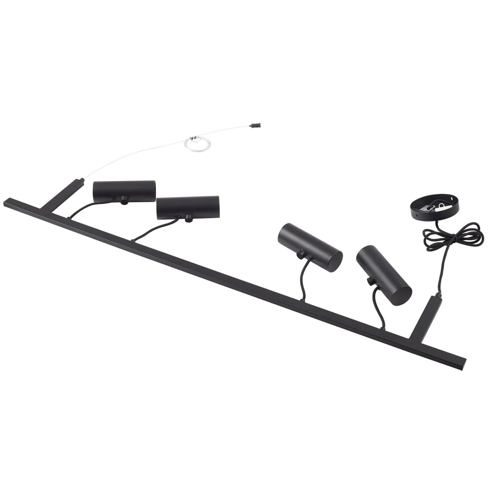 Lucande Hängeleuchte Lysias, schwarz, Metall, Länge 120cm