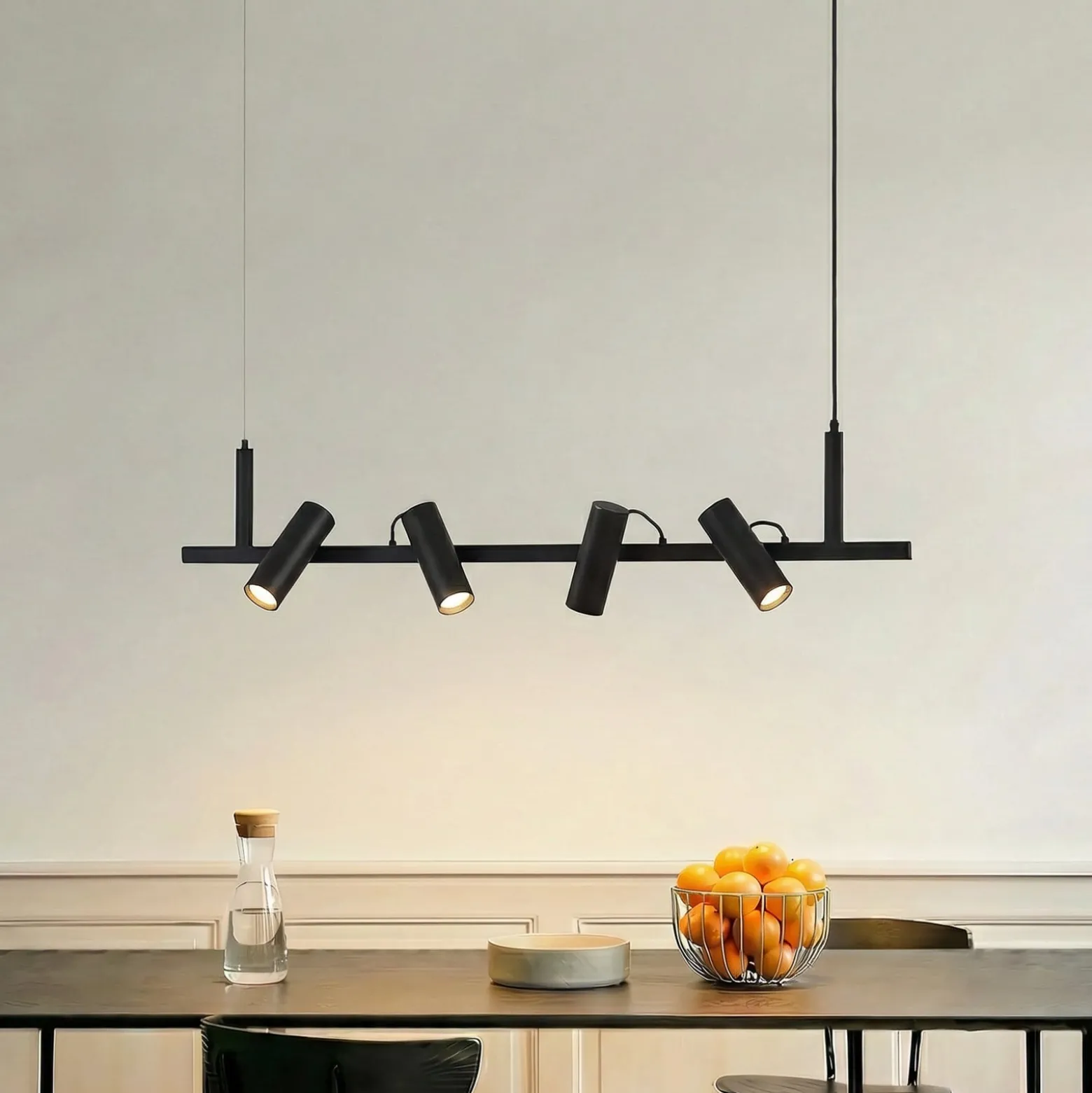 Lucande Hängeleuchte Lysias, schwarz, Metall, Länge 120cm