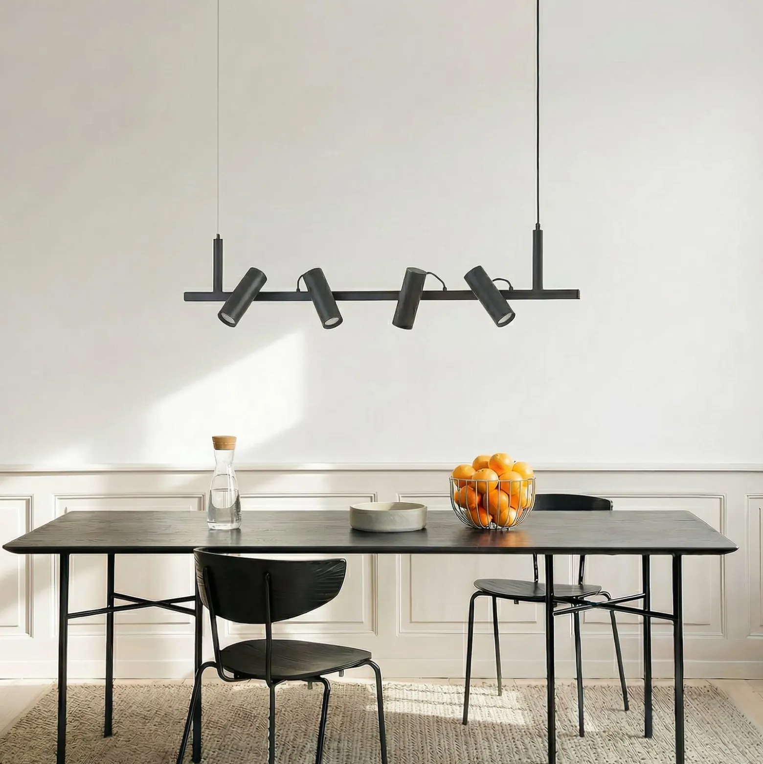Lucande Hängeleuchte Lysias, schwarz, Metall, Länge 120cm