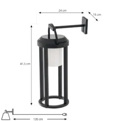 Lucande 2-in-1 LED-Solarleuchte Tilena, schwarz, rund, Alu