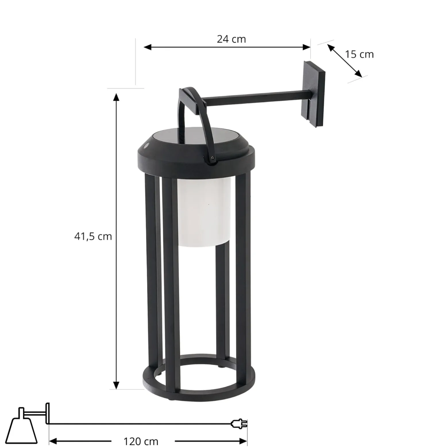 Lucande 2-in-1 LED-Solarleuchte Tilena, schwarz, rund, Alu