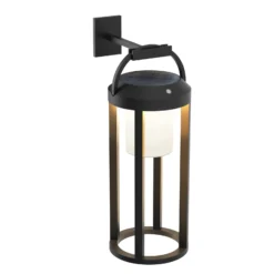 Lucande 2-in-1 LED-Solarleuchte Tilena, schwarz, rund, Alu