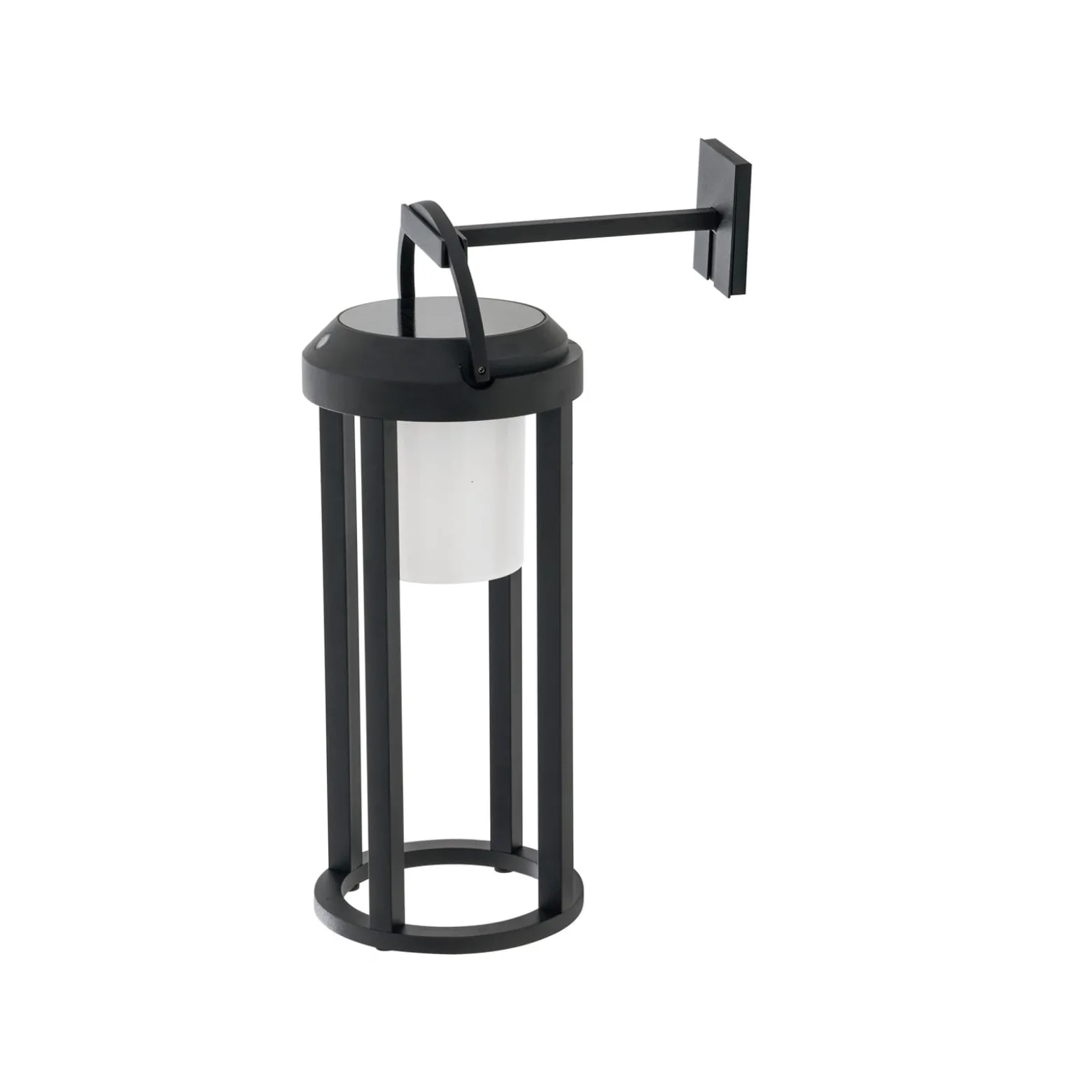 Lucande 2-in-1 LED-Solarleuchte Tilena, schwarz, rund, Alu
