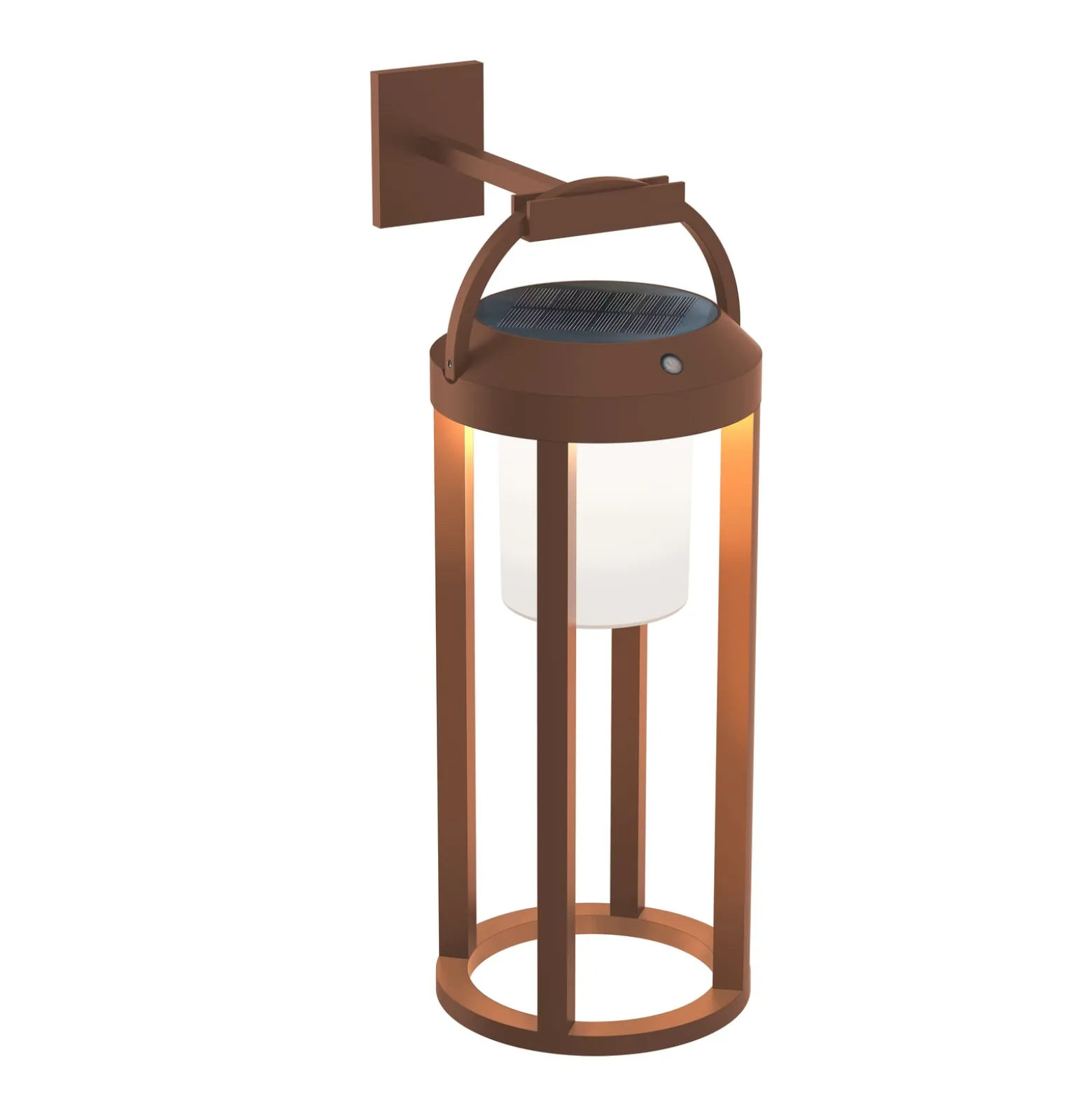 Lucande 2-in-1 LED-Solar-Wandleuchte Tilena, rost, rund, Alu