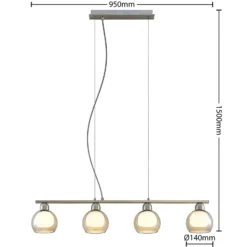 Lucande Kaiya Hängeleuchte, Glas, vierflammig