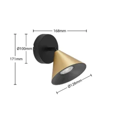 Lucande Kartio Deckenlampe, 1-fl.,neigbar, messing