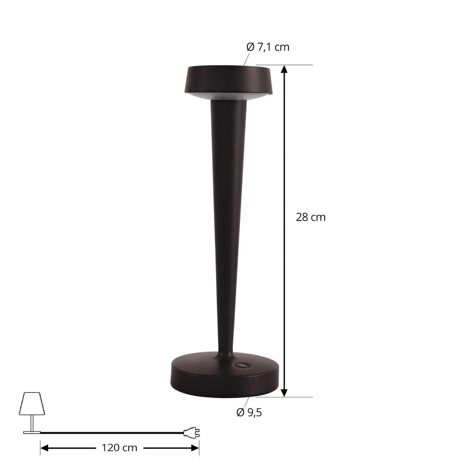 Lucande LED-Akku-Kerzenständer Lea, Vase, dunkelbraun, 28 cm
