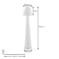 Lucande LED-Akku-Terrassenleuchte Gauri, weiß, 153 cm, IP44