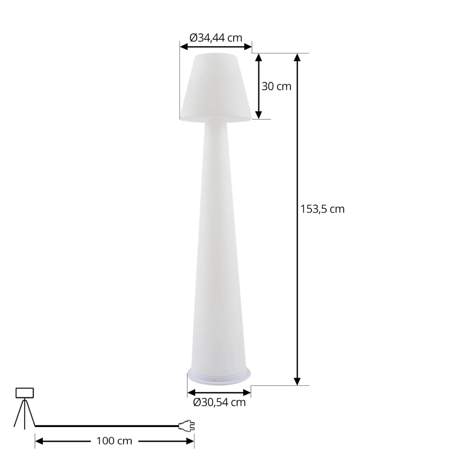 Lucande LED-Akku-Terrassenleuchte Gauri, weiß, 153 cm, IP44