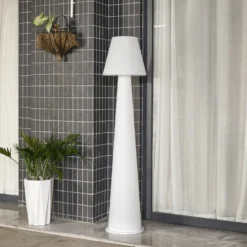 Lucande LED-Akku-Terrassenleuchte Gauri, weiß, 153 cm, IP44
