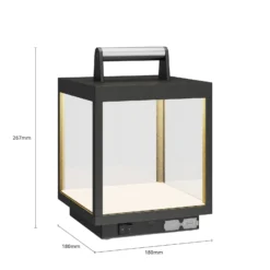 Lucande LED-Akkutischleuchte Cube, Alu, IP54, dimmbar