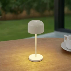 Lucande LED-Akku-Tischleuchte Quill, beige, CCT, dimmbar