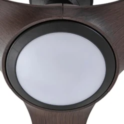 Lucande LED-Außendeckenventilator Winrod, Holz dunkel, dim.