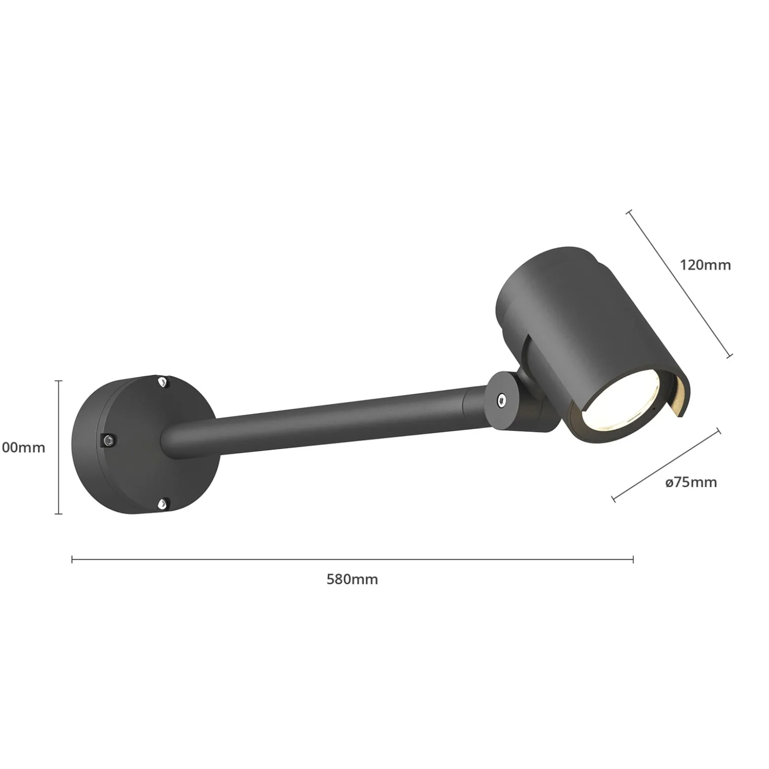 Lucande LED-Außenenstrahler Beatrix, 58 cm, anthrazit, Alu