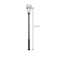 Lucande LED-Außenleuchte Elario, 222 cm, schwarz, Aluminium
