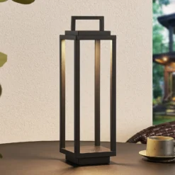 Lucande LED-Außenleuchte Mirina, schwarz, Akku, Touchdimmer