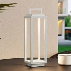 Lucande LED-Außenleuchte Mirina, weiß, Akku, Touchdimmer