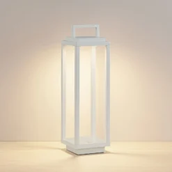 Lucande LED-Außenleuchte Mirina, weiß, Akku, Touchdimmer