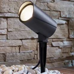 Lucande LED-Außenstrahler Anton, Erdspieß, anthrazit, Metall