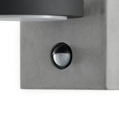 Lucande LED-Außenwandlampe Belna, Beton, Sensor, IP54