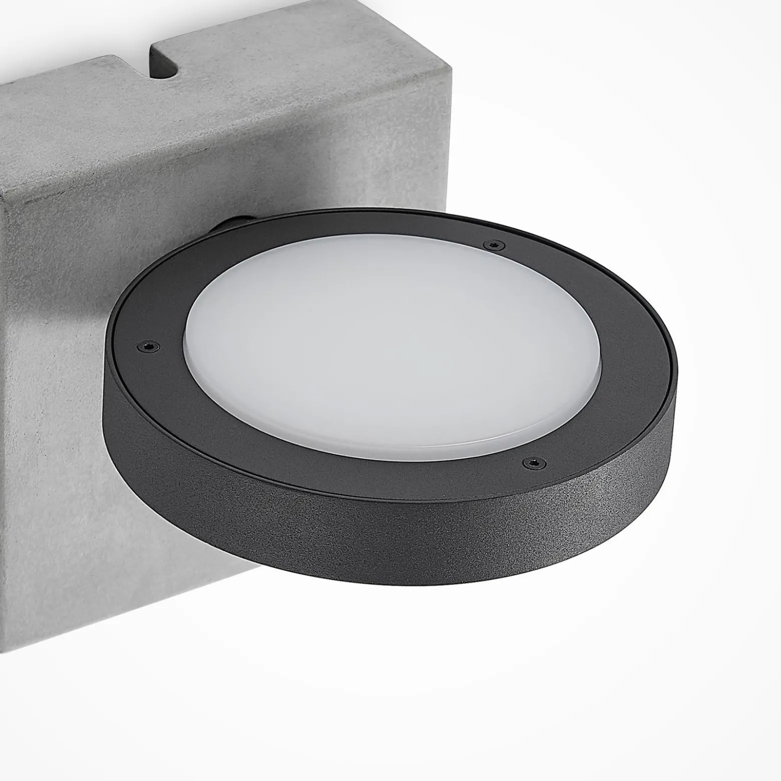 Lucande LED-Außenwandlampe Belna, Beton, Sensor, IP54