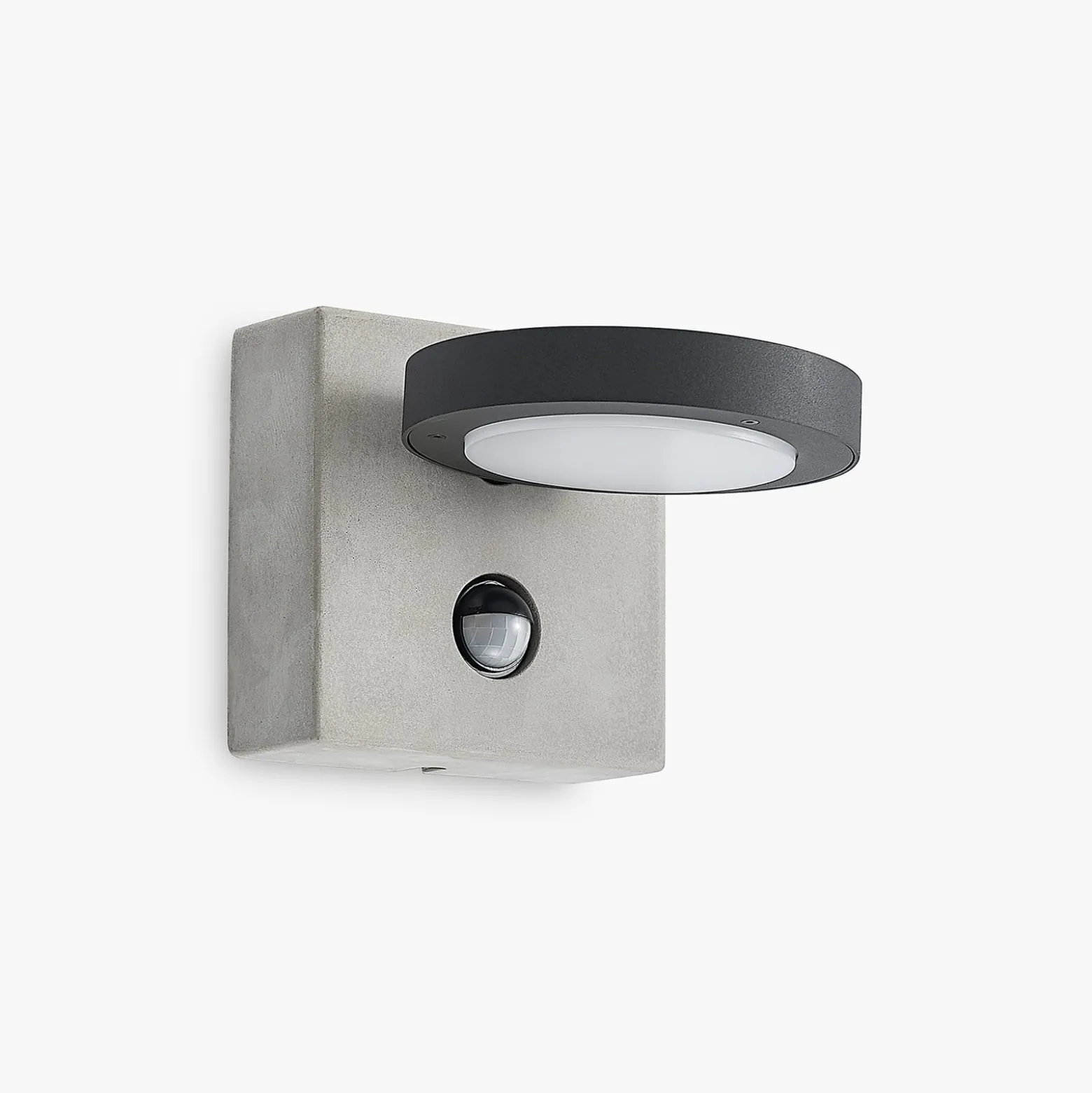 Lucande LED-Außenwandlampe Belna, Beton, Sensor, IP54