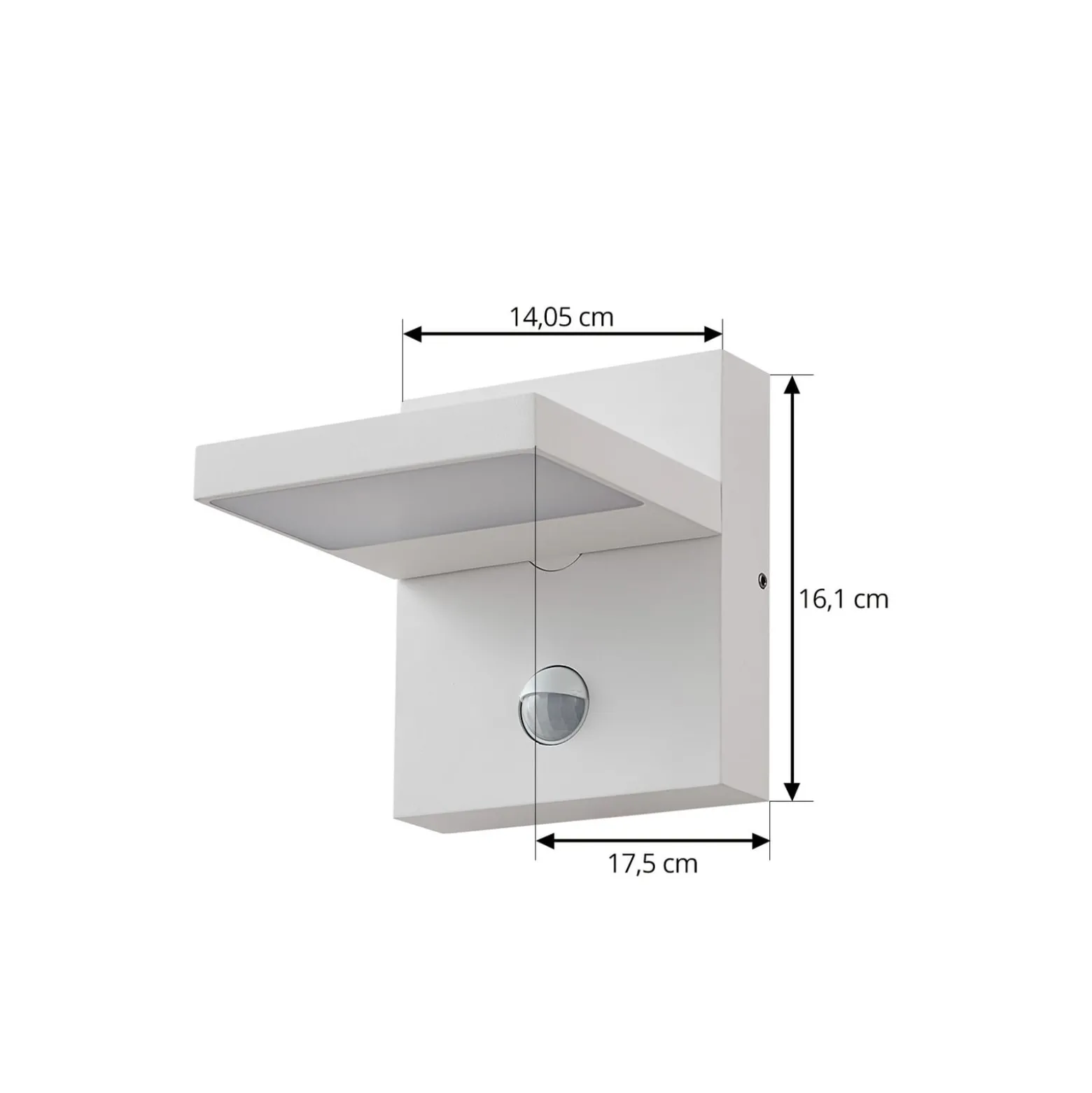 Lucande LED-Außenwandlampe Silvan, weiß, Sensor, IP54, 16cm