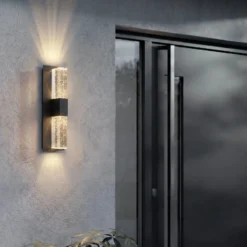 Lucande LED-Außenwandlampe Velune, anthrazit/klar, 46cm, CCT