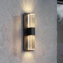 Lucande LED-Außenwandlampe Velune, anthrazit/klar, 46cm, CCT