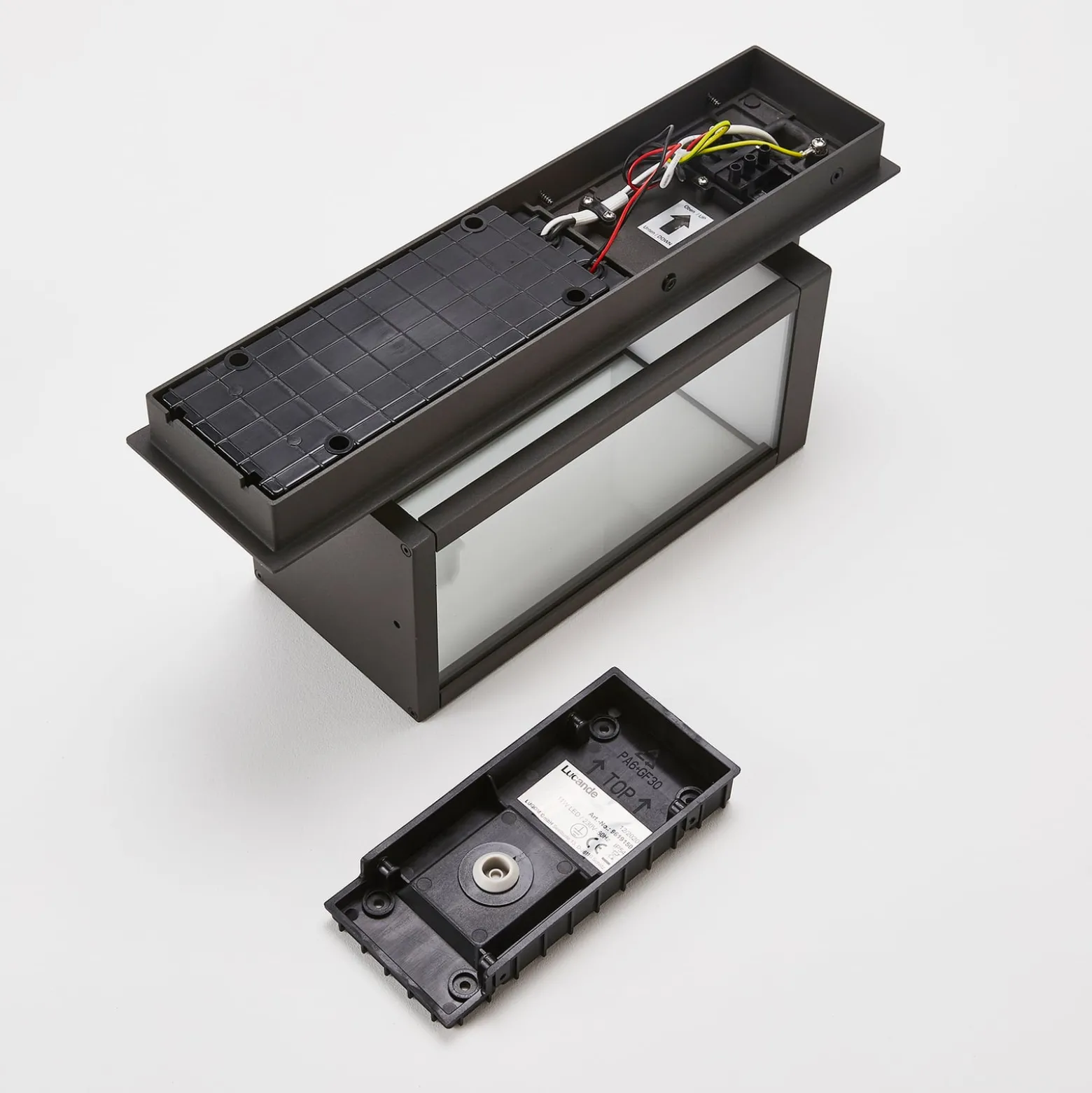 Lucande LED-Außenwandleuchte Ferdinand, Sensor, dunkelgrau