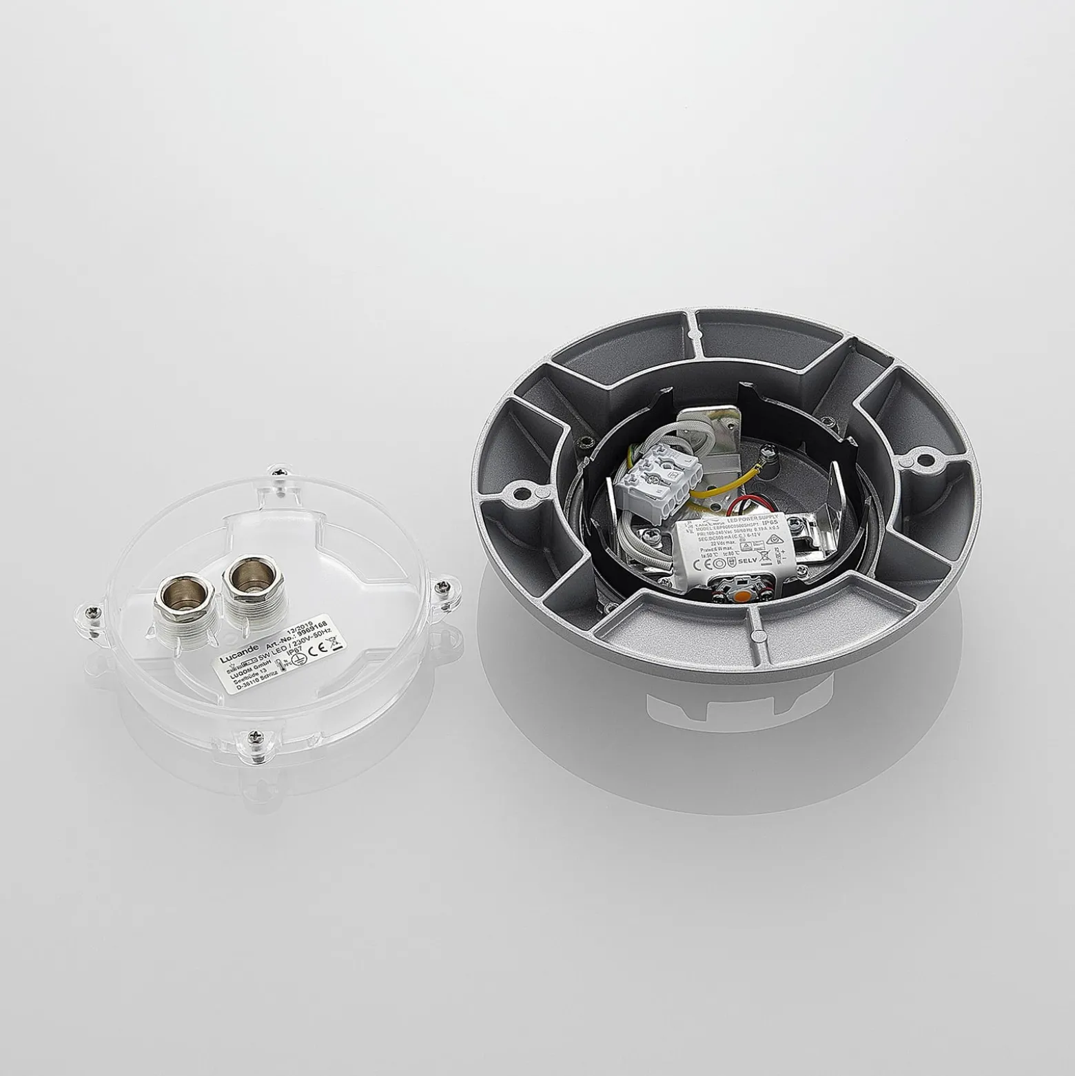 Lucande LED-Bodenstrahler Jeffrey, silber, 1 Lichtaustritt