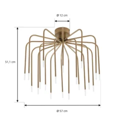 Lucande LED-Deckenlampe Ariadne, Ø 57cm, gold matt, 20-flg.
