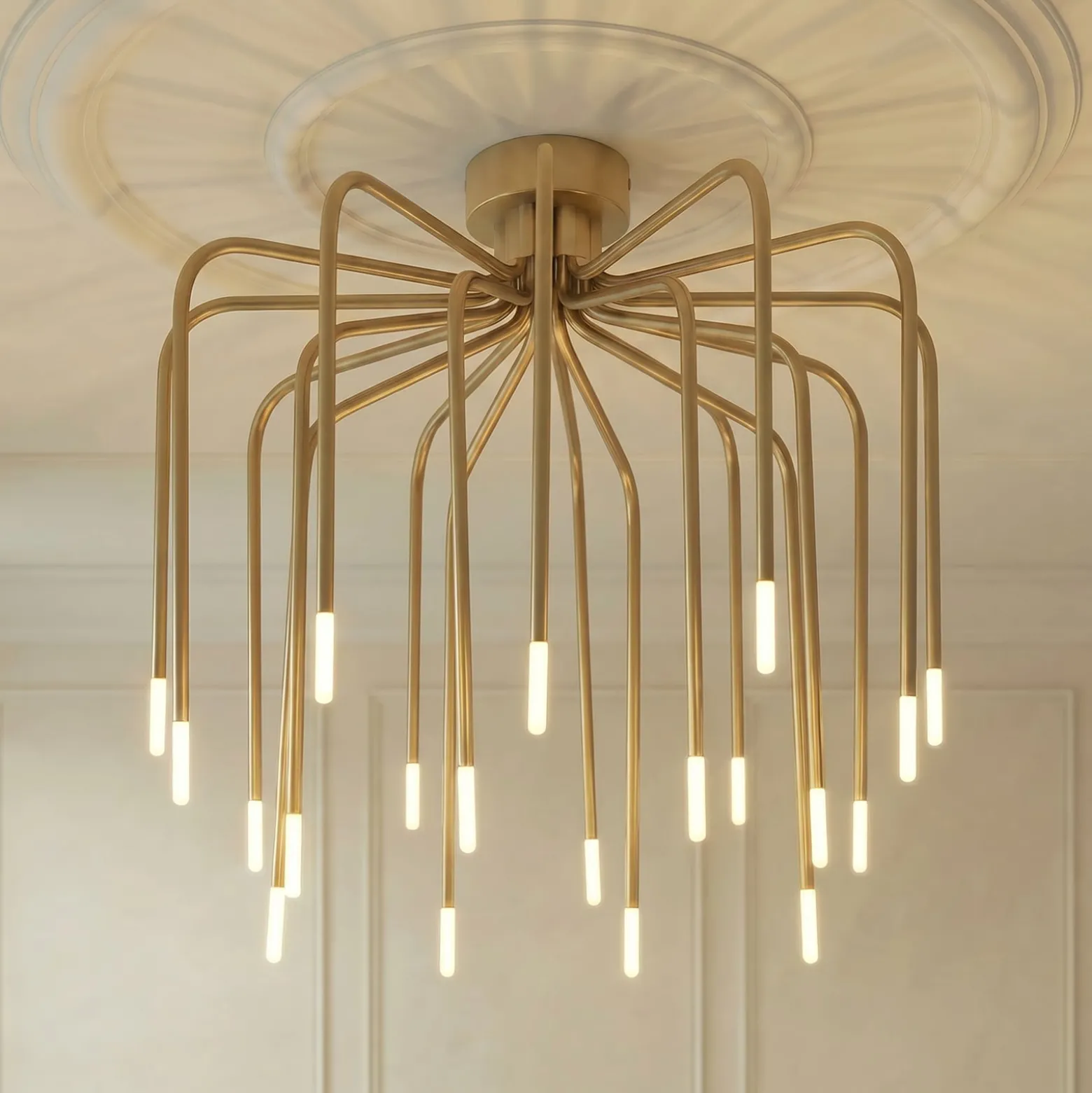 Lucande LED-Deckenlampe Ariadne, Ø 57cm, gold matt, 20-flg.
