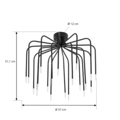 Lucande LED-Deckenlampe Ariadne, Ø57cm, schwarz matt, 20-flg