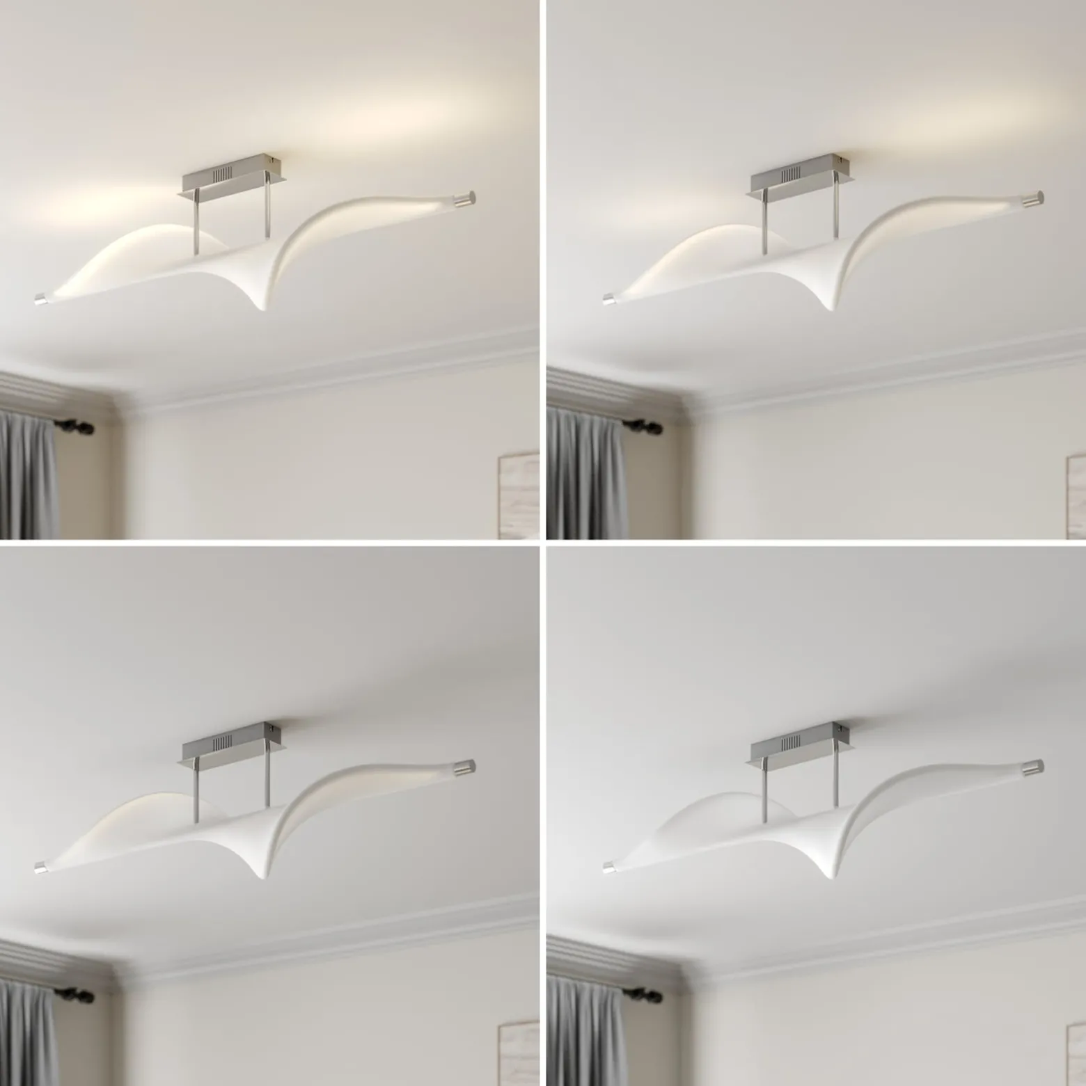 Lucande LED-Deckenlampe Edano, 122 cm, weiß, Textil, dimmbar