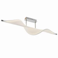 Lucande LED-Deckenlampe Edano, 122 cm, weiß, Textil, dimmbar