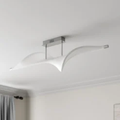 Lucande LED-Deckenlampe Edano, 122 cm, weiß, Textil, dimmbar