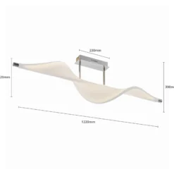 Lucande LED-Deckenlampe Edano, 122 cm, weiß, Textil, dimmbar