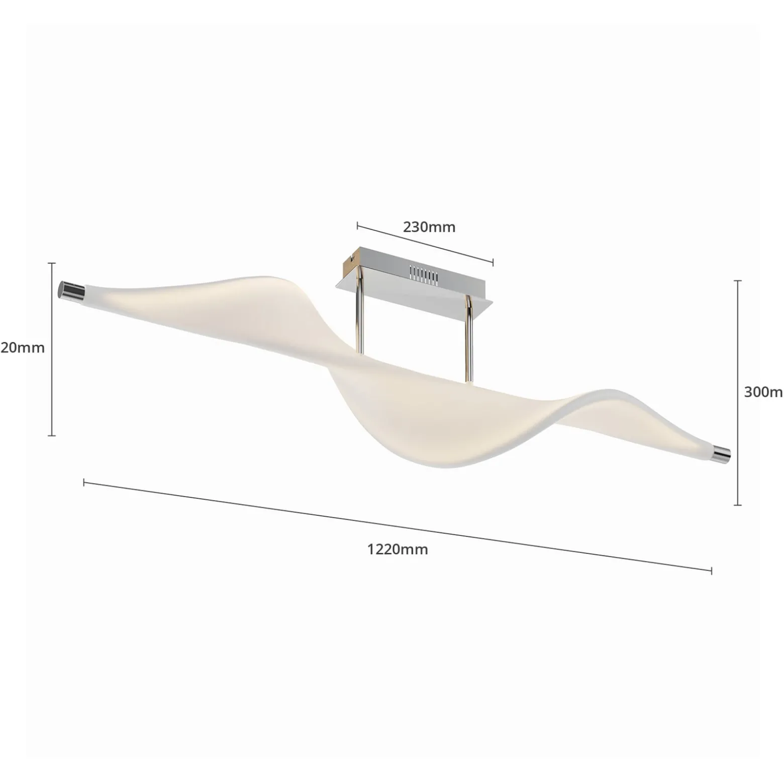 Lucande LED-Deckenlampe Edano, 122 cm, weiß, Textil, dimmbar