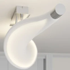Lucande LED-Deckenlampe Edano, 122 cm, weiß, Textil, dimmbar