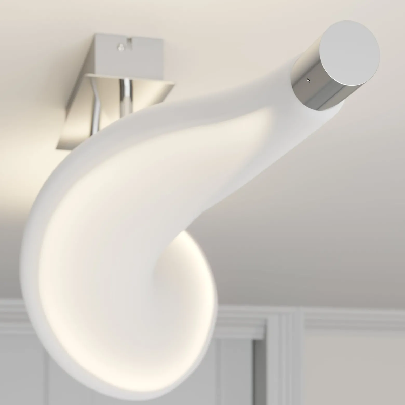 Lucande LED-Deckenlampe Edano, 122 cm, weiß, Textil, dimmbar