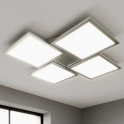 Lucande LED-Deckenlampe Ilira, 4-flg., silber, CCT, dimmbar