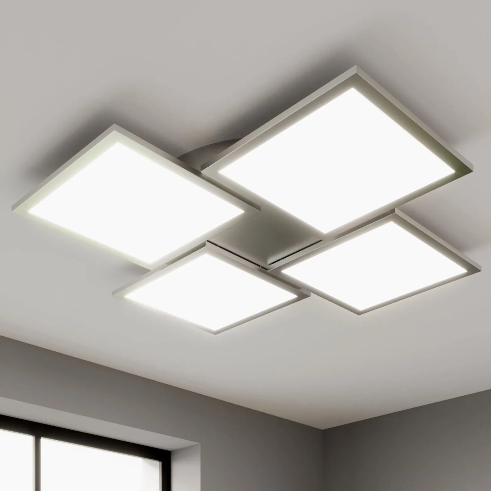 Lucande LED-Deckenlampe Ilira, 4-flg., silber, CCT, dimmbar